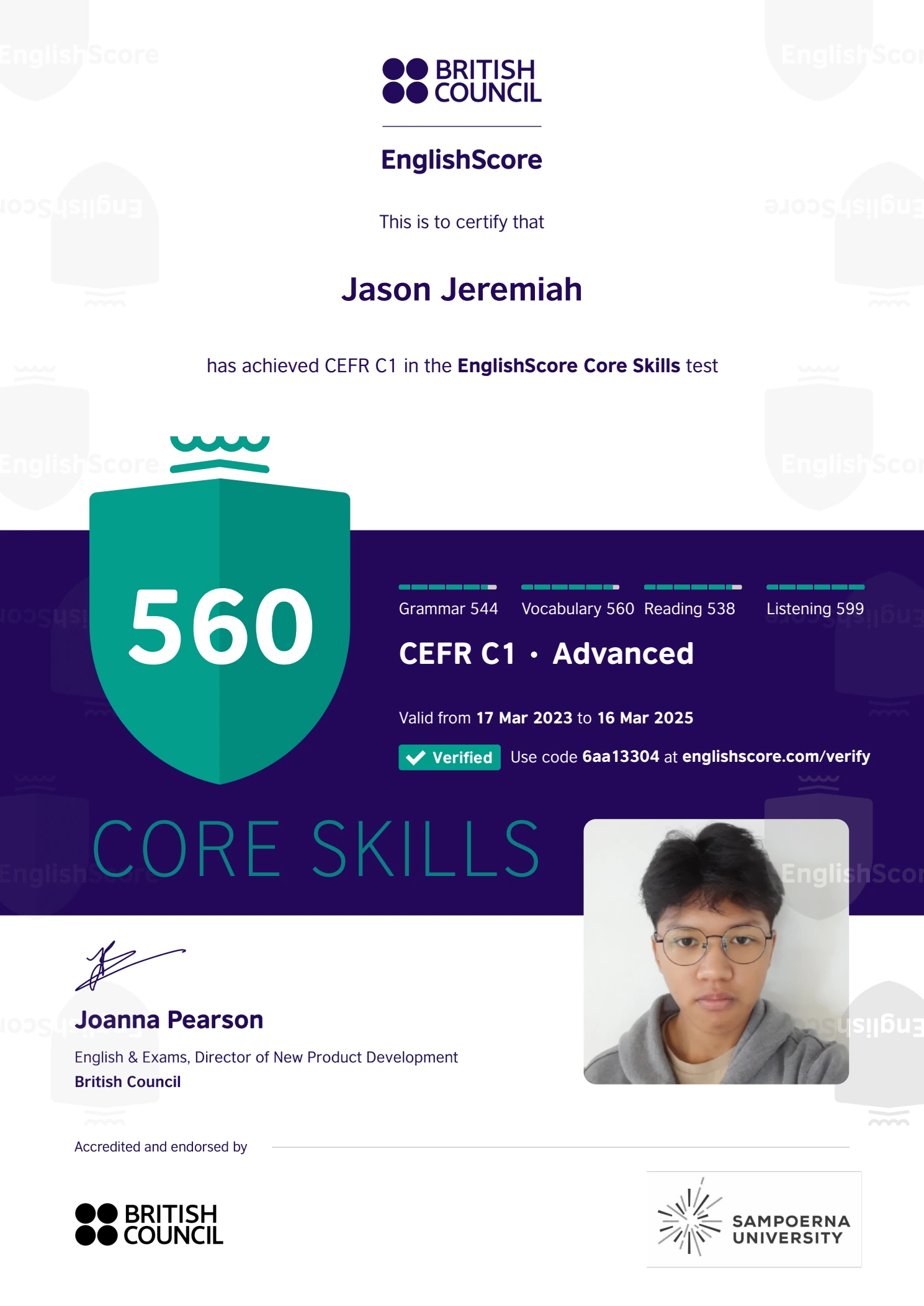 Full EnglishScore Core Skills document, page 1